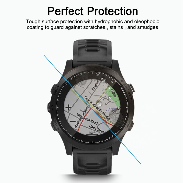 Tempered glass screen protector for Garmin Forerunner 945 with hydrophobic oleophobic coating