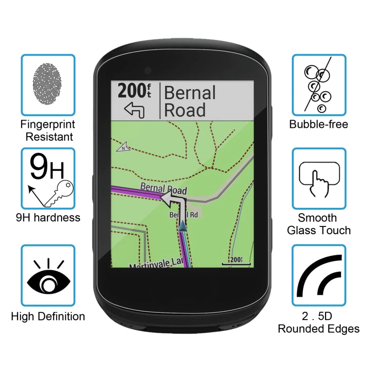 Tempered glass screen protector for Garmin Edge 530, 9H hardness, bubble-free, smooth touch