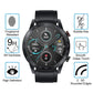 Tempered glass screen protector on smartwatch with 9H, bubble-free, and smooth touch icons
