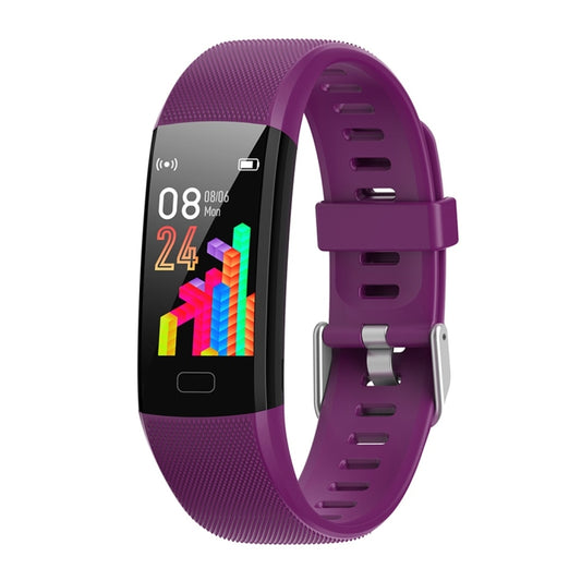 Purple silicone smart bracelet with color screen and fitness display