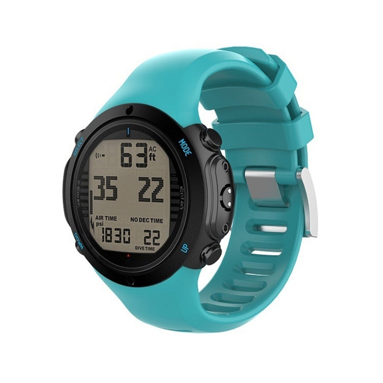 Sky blue silicone smartwatch watch band with metal clasp, Suunto D6i-compatible