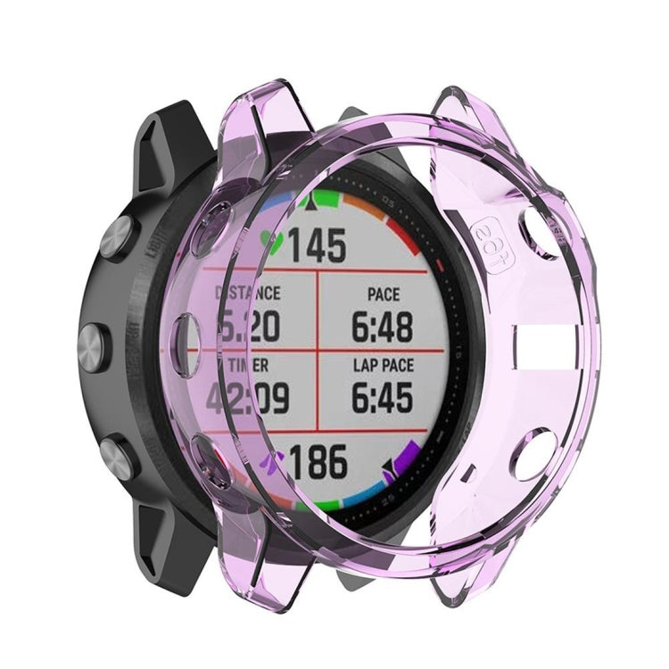 TPU half-coverage smartwatch protective case, purple clear front with black back