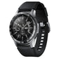 Steel protective bezel frame for Galaxy Watch 46mm with black dial and black strap