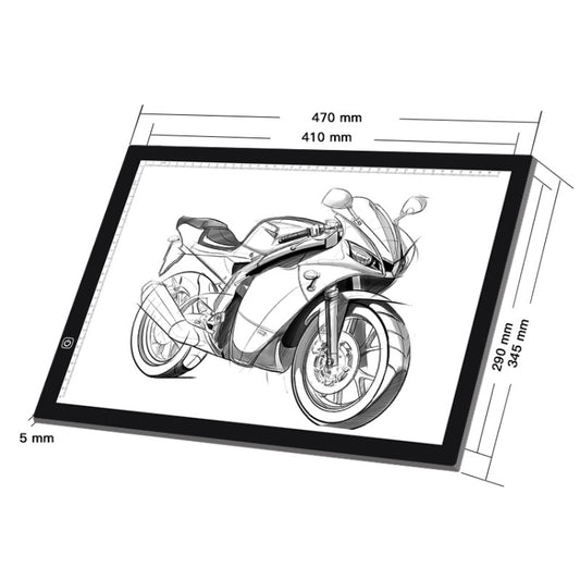 A3 8W 5V LED USB Stepless Dimming Acrylic Scale Copy Boards Anime Sketch Drawing Sketchpad with USB Cable & Power Adapter, Stepless Dimming with USB Cable & Power Adapter