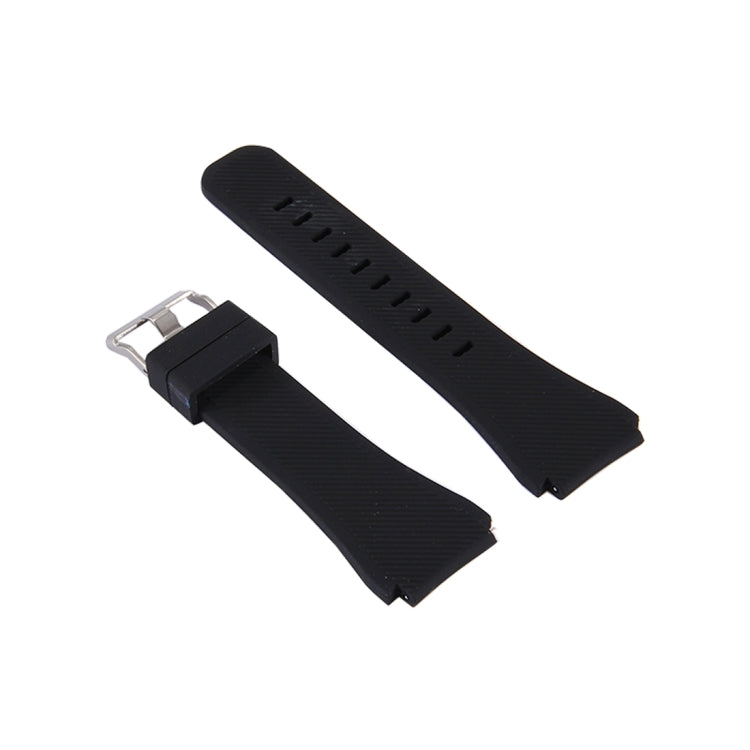 Black silicone watch band set, two strap pieces with metal buckles