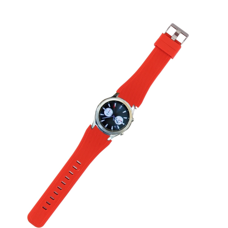 Red silicone watch band for Samsung Gear S3 Classic with metal buckle and holes