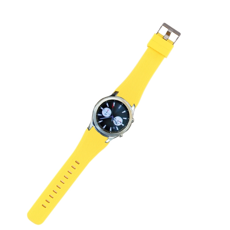 Yellow silicone watch band for Samsung Gear S3 Classic with metal buckle and holes