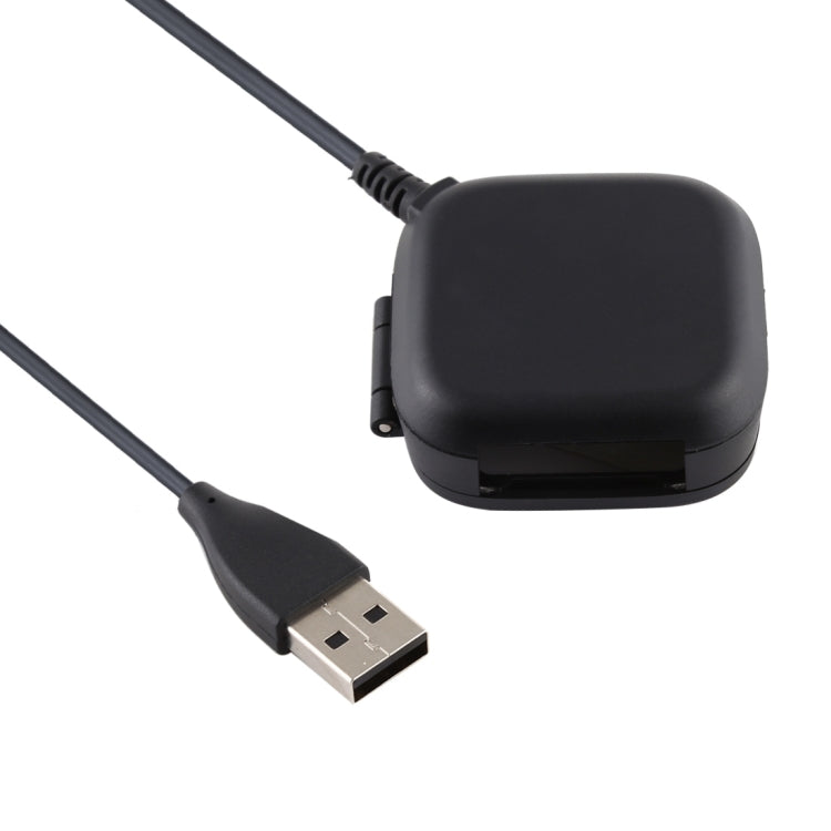 Black USB-A charging cable with small connector dock cradle