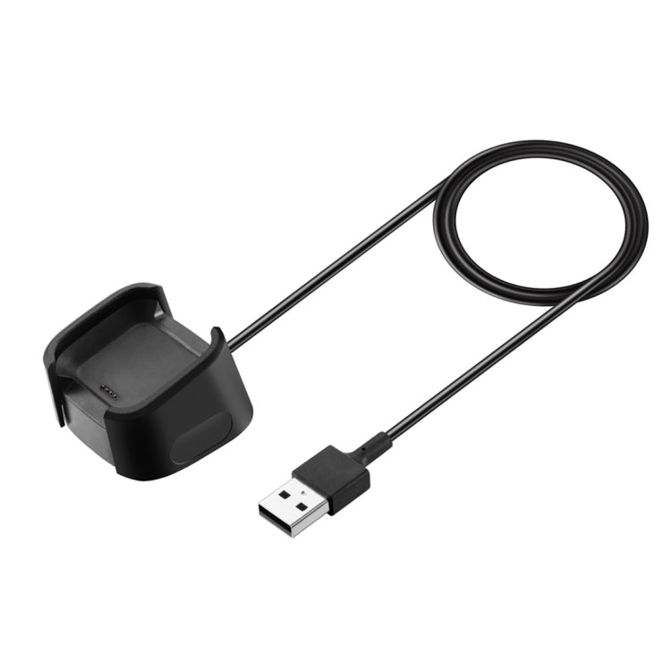 Black charging dock and USB cable with two connectors, cable loop
