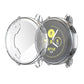 Transparent TPU full-coverage watch case on dark watch face with side clips
