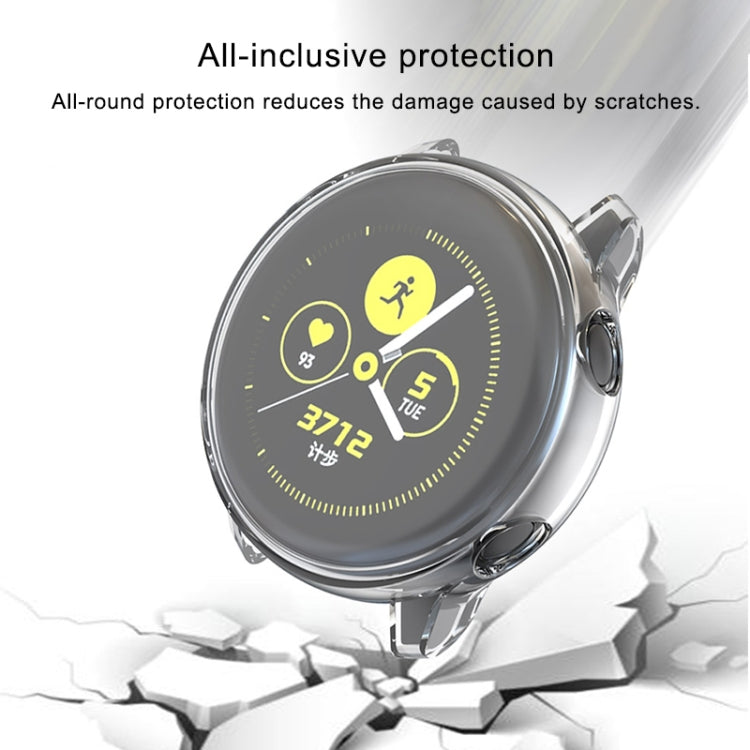 Transparent TPU full-coverage watch case on dark smartwatch face