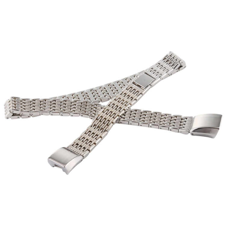 Stainless steel watch band for Fitbit Alta, silver double-row mesh with clasp ends