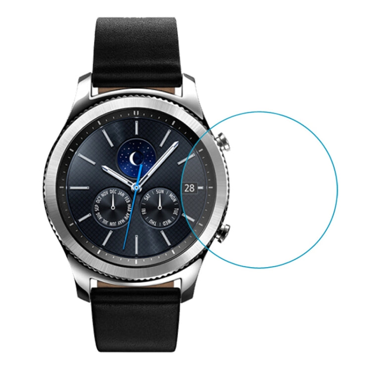29mm tempered glass watch screen protector fitting the black round watch face, clear cover