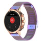 Purple iridescent metal mesh watch band with rectangular clasp