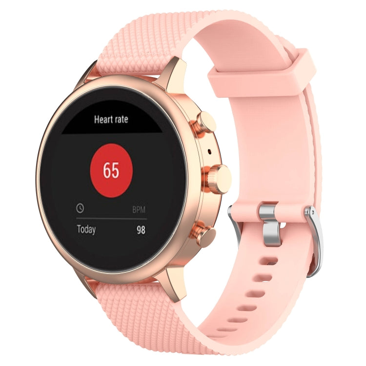 Light pink textured silicone smartwatch wrist strap band with metal buckle