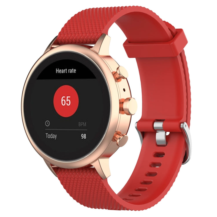 Red textured silicone smartwatch wrist strap band with metal buckle and clasp