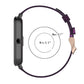 Purple 20mm stripe weave nylon watch band with adjustable buckle and strap loop