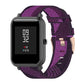 Purple 20mm stripe weave nylon watch band with adjustable rose-gold buckle