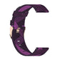 Purple stripe nylon watch band with stitched texture, metal buckle and connector lugs