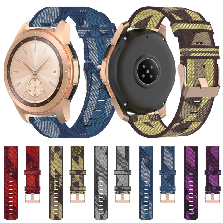Stripe weave nylon watch strap set with blue and camo yellow bands
