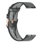 Grey 22mm stripe weave nylon watch band with metal clasp and visible stitching