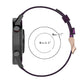 Purple 22mm stripe weave nylon watch band, loop style, with metal clasp ends