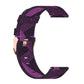 Purple woven nylon watch strap band with metal buckle and stitched pin holes