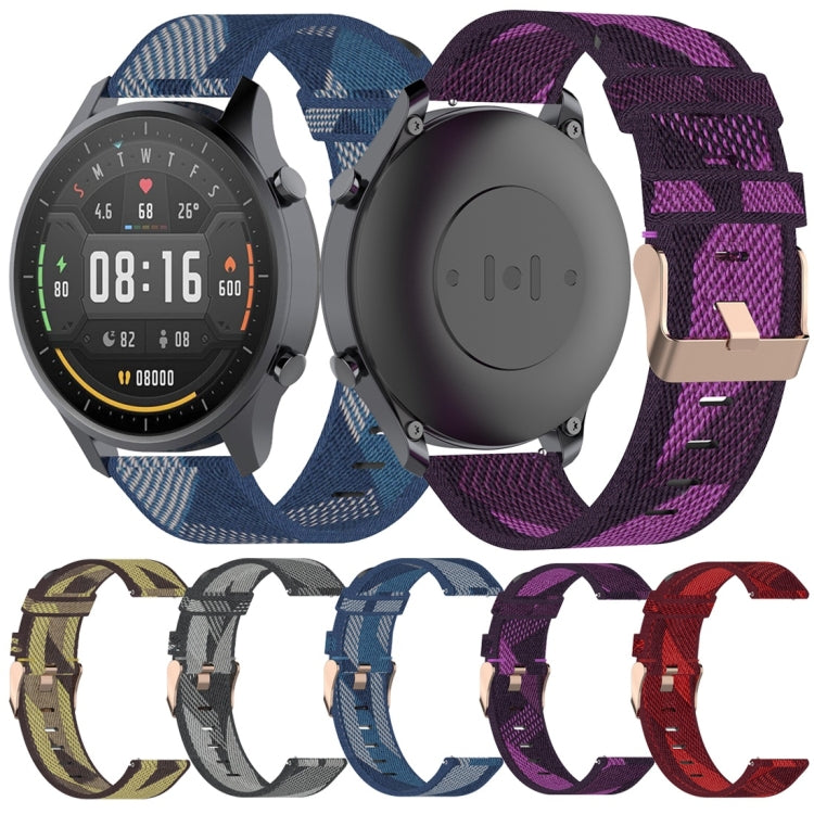 Stripe weave nylon watch band wrist strap, shown in multiple color options