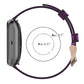 Purple woven nylon watch strap with adjustable length, min 5.5 in and max 8.7 in.