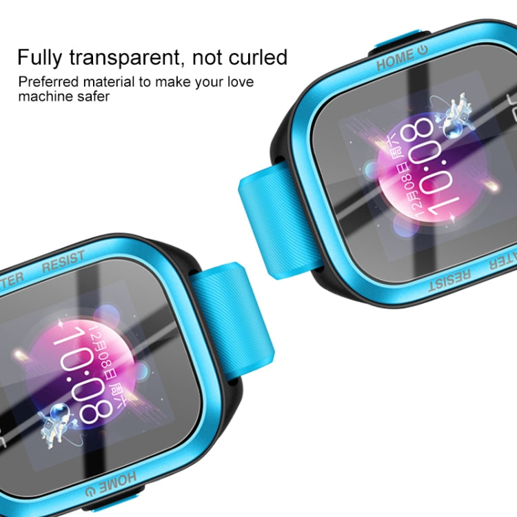 Clear tempered glass screen protector set for blue kids smartwatch, curved edges