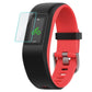 Tempered glass screen protector film on smartwatch face, flat over the display