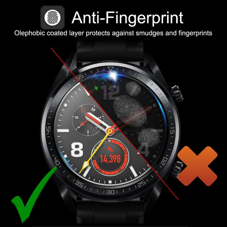 Anti-fingerprint tempered glass film for smartwatch screen, clear glare-free overlay