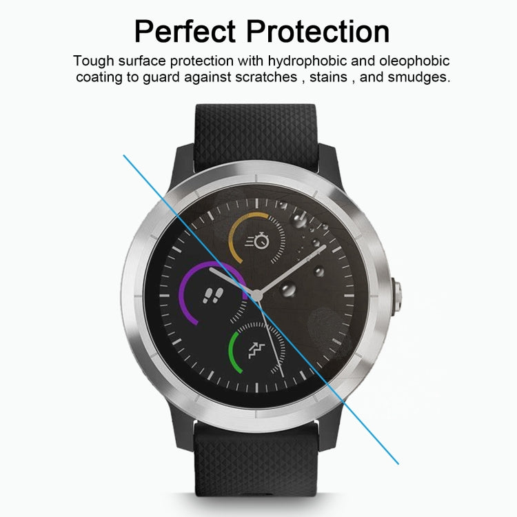 Round smartwatch screen protector film with smudge and stain resistant coating