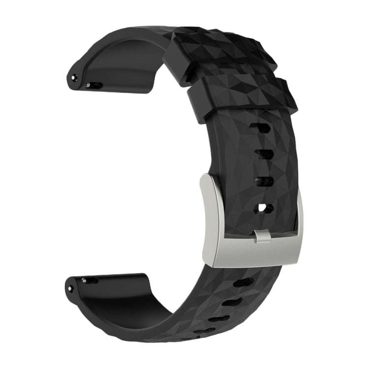 Silicone watch band in black with textured pattern and metal clasp for SUUNTO Sport Baro