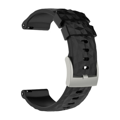 Silicone watch band in black with textured pattern and metal clasp for SUUNTO Sport Baro