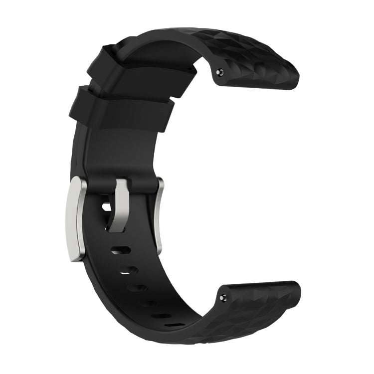 Silicone watch band in black, curved fit with metal clasp and punched holes for SUUNTO Sport Baro