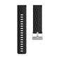 Silicone watch band in black with textured surface, multiple holes, and metal buckle for SUUNTO Sport Baro