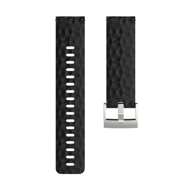 Silicone watch band in black with textured surface, multiple holes, and metal buckle for SUUNTO Sport Baro