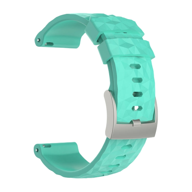 Silicone watch band in mint green with textured pattern and metal clasp for SUUNTO Sport Baro