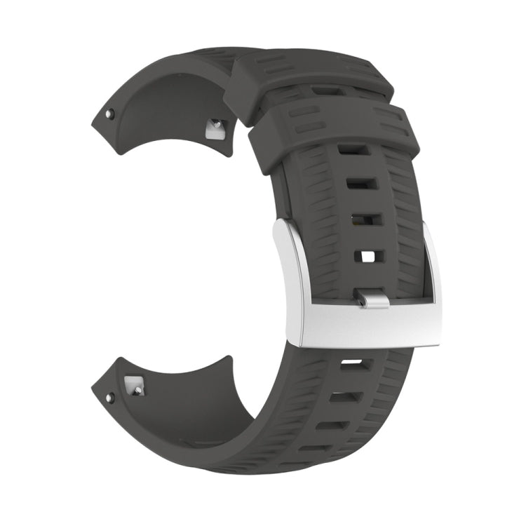 Silicone watch band for SUUNTO 9 in dark gray, curved strap with metal buckle