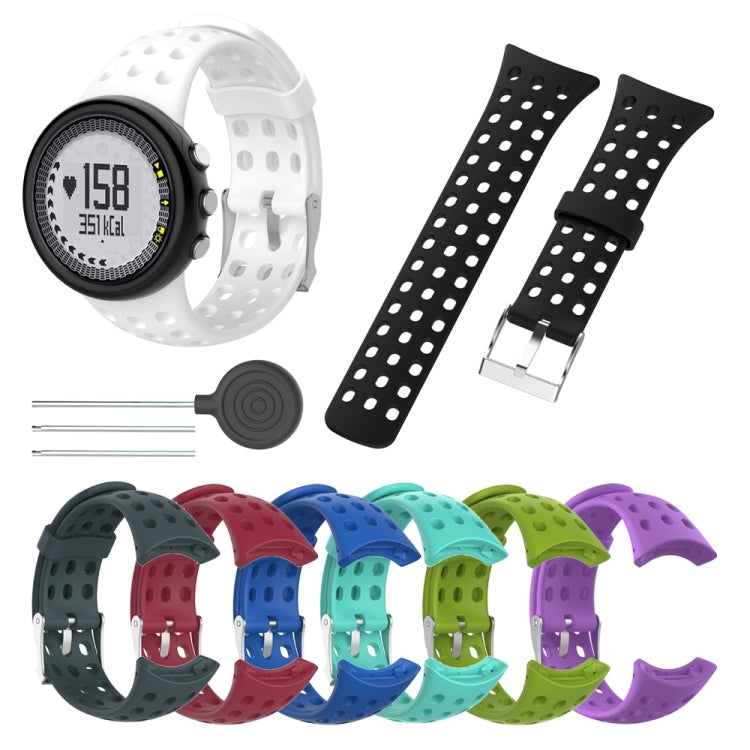 Silicone watch band in multiple colors with metal buckles, plus watch
