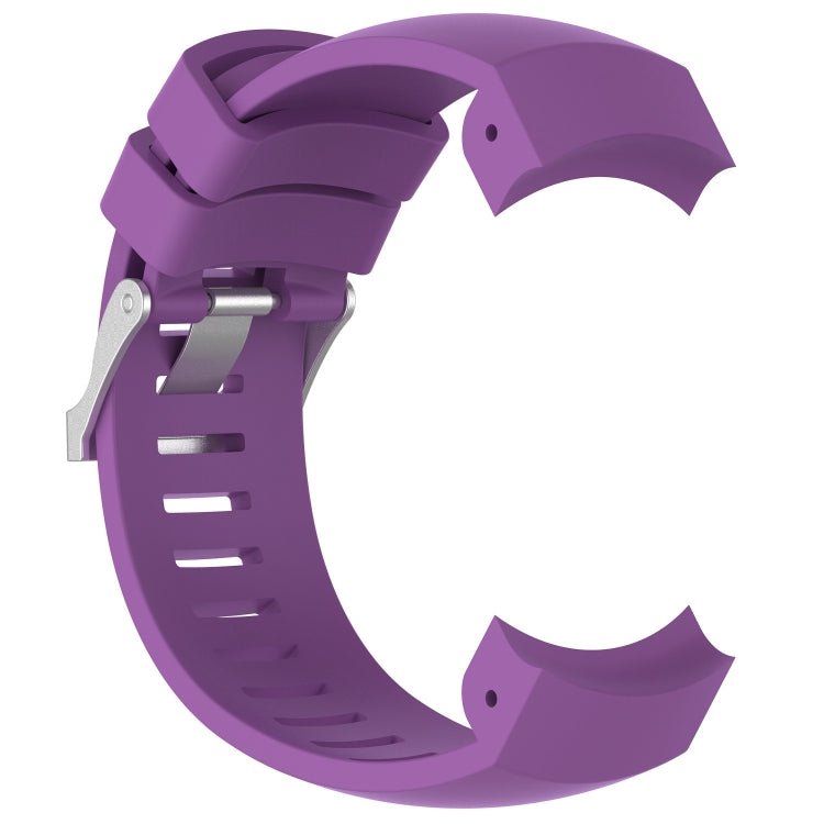 Purple silicone watch band strap with buckle and multiple adjustment holes