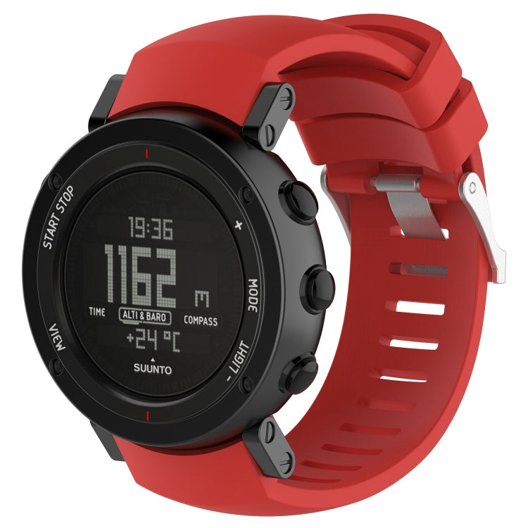 Red silicone watch band for SUUNTO Core ALU with clasp and adjustment holes
