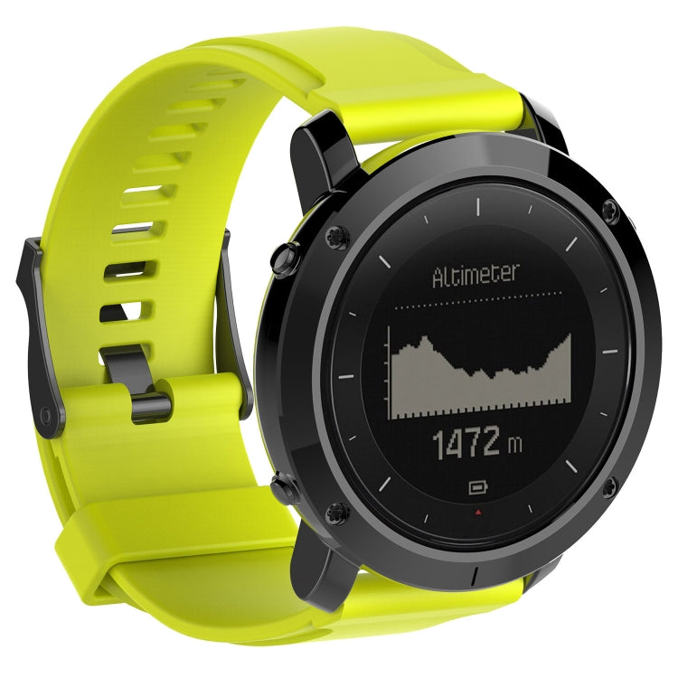 Lime yellow silicone watch band with black buckle for SUUNTO Traverse smartwatch