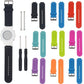 Assorted silicone sport watch bands in multiple colors with metal buckles.