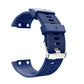 Silicone sport watch band for Garmin Forerunner 35 in blue, band ends and clasp visible