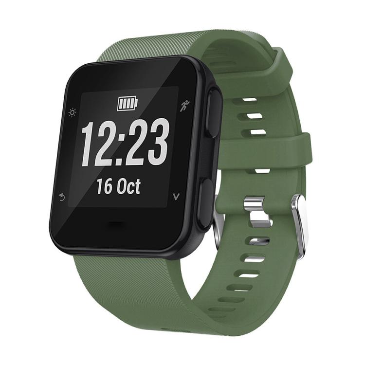 Silicone sport watch band for Garmin Forerunner 35 with dark green strap and watch