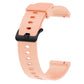 Peach-pink silicone sport watch band with textured perforations and pin buckle, 20mm