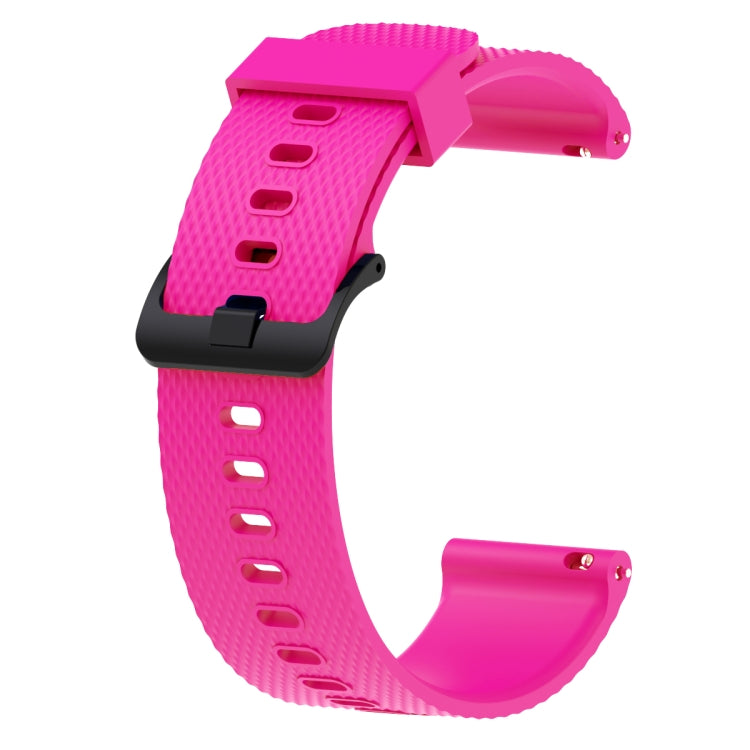 Bright pink silicone sport watch band with perforated strap and pin buckle, 20mm