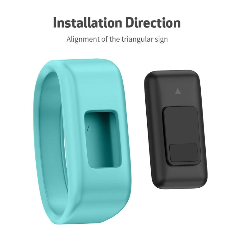 Light teal silicone sport watch band with rectangular connector and snap-on shape